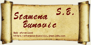 Stamena Bunović vizit kartica